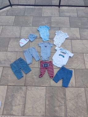 Baby Boy Clothing Lot - Blue, Gray, White, Red